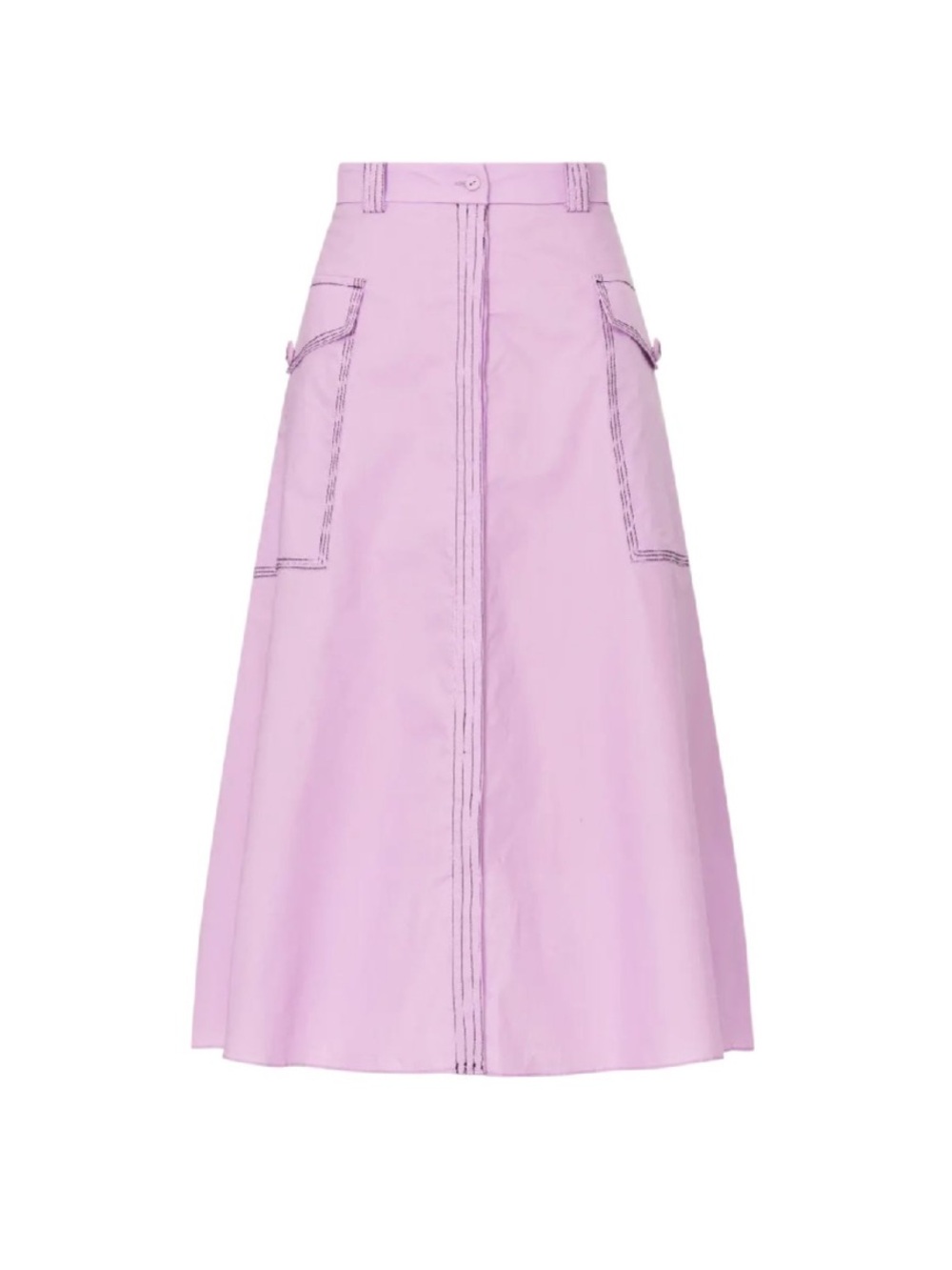 Lavender Midi Dress with Utility Pockets